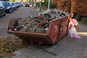 A pile of waste from a construction site